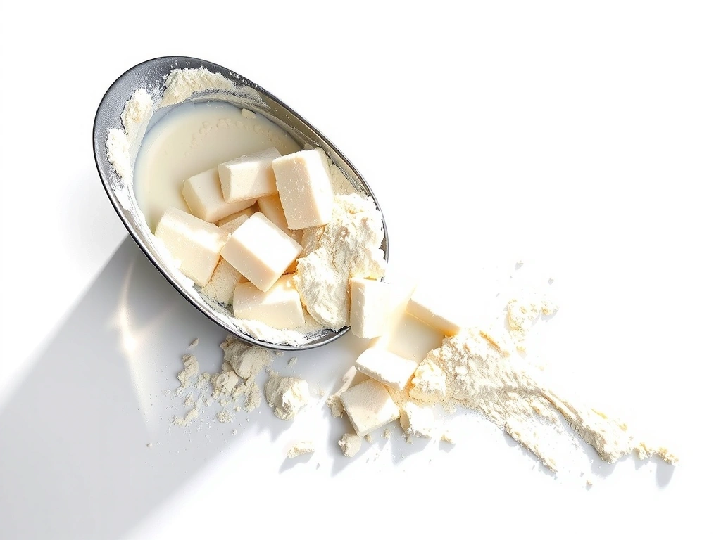 Makroaufnahme von Whey Protein Isolat Pulver