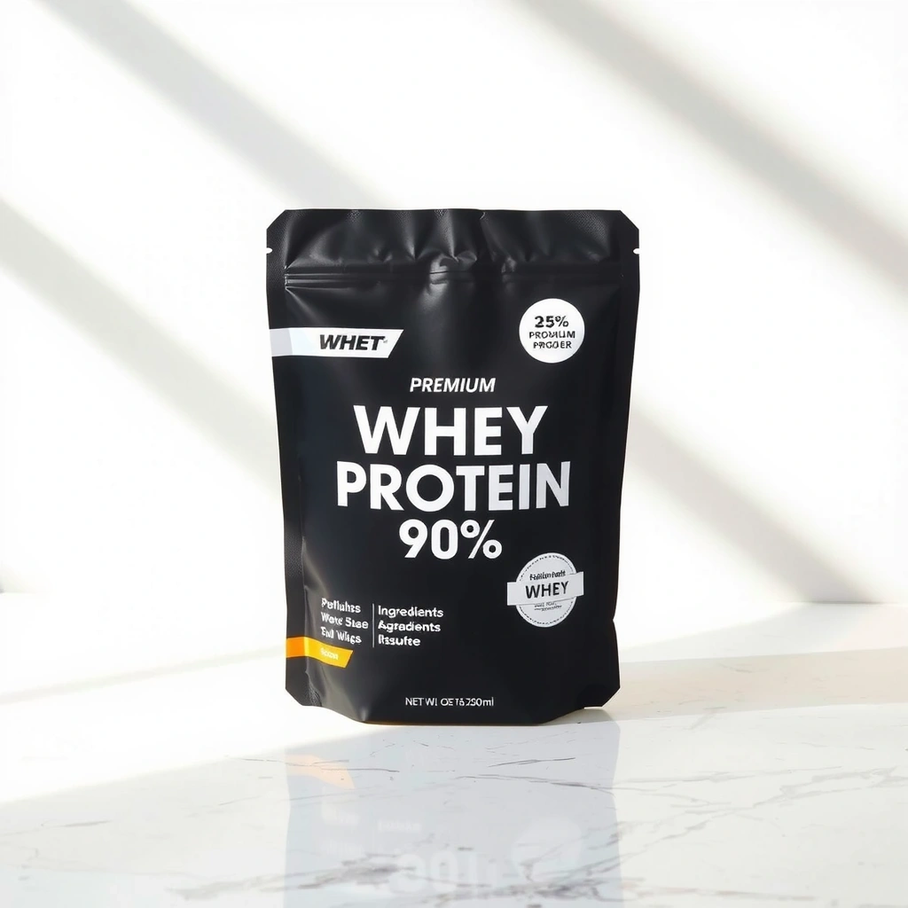 Premium Whey Protein Tub with clear label